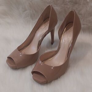 Jessica Simpson Jaselle Platform Pump Nude D'orsay sz10 m